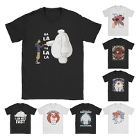 Big Hero 6 Fist Bump Ba La La Men's T Shirts Baymax Cartoon Unique Tee Shirt Short Sleeve T-Shirt Pure Cotton Plus Size Tops