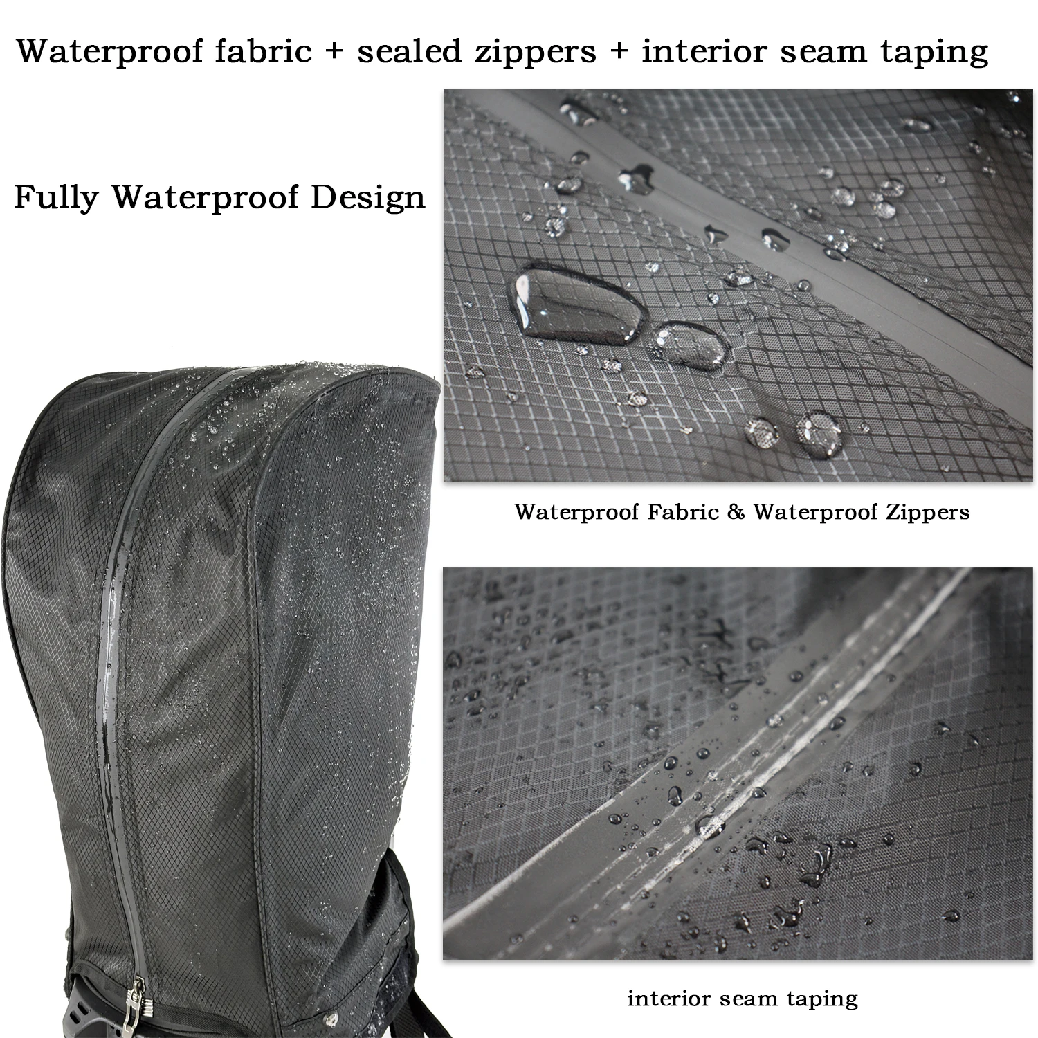 Universal Oversized Waterproof Golf Bag Hood Cover with 6 Adjustable Snaps, Fits 8.5"-9.5" Golf Bags