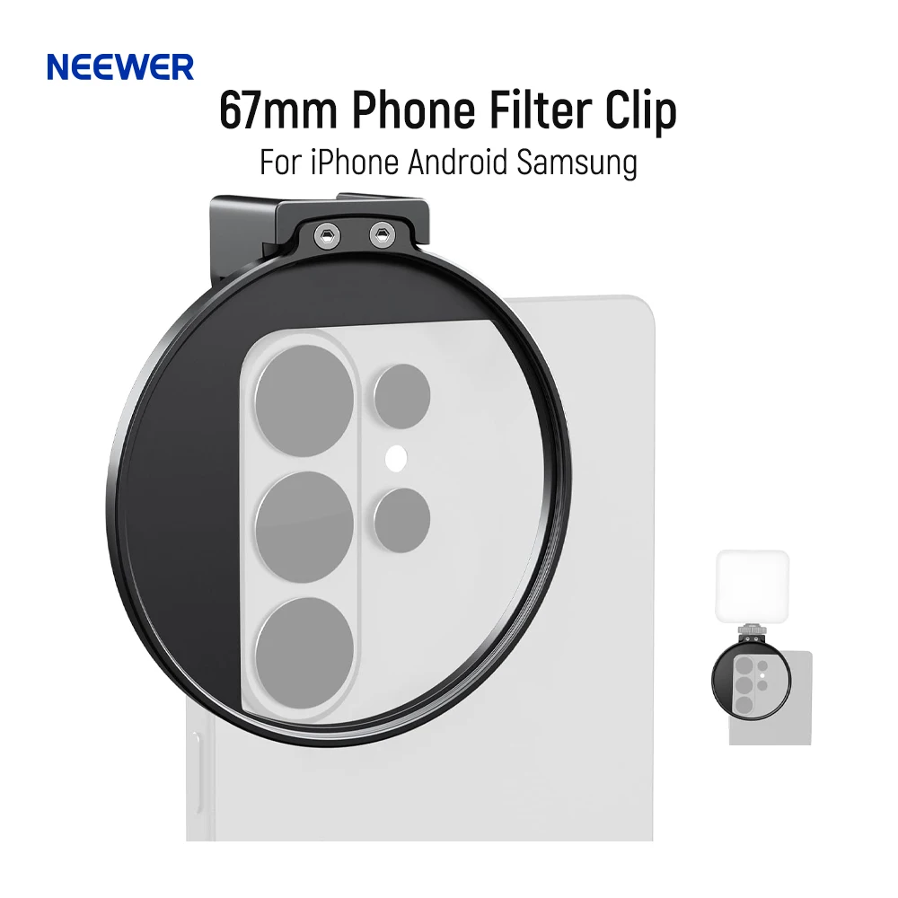 NEEWER 67mm Handy-Filterclip, Cold Shoe Mount Objektivfilter für iPhone 17/16 Pro/Pro Max, Android Samsung S26 Ultra