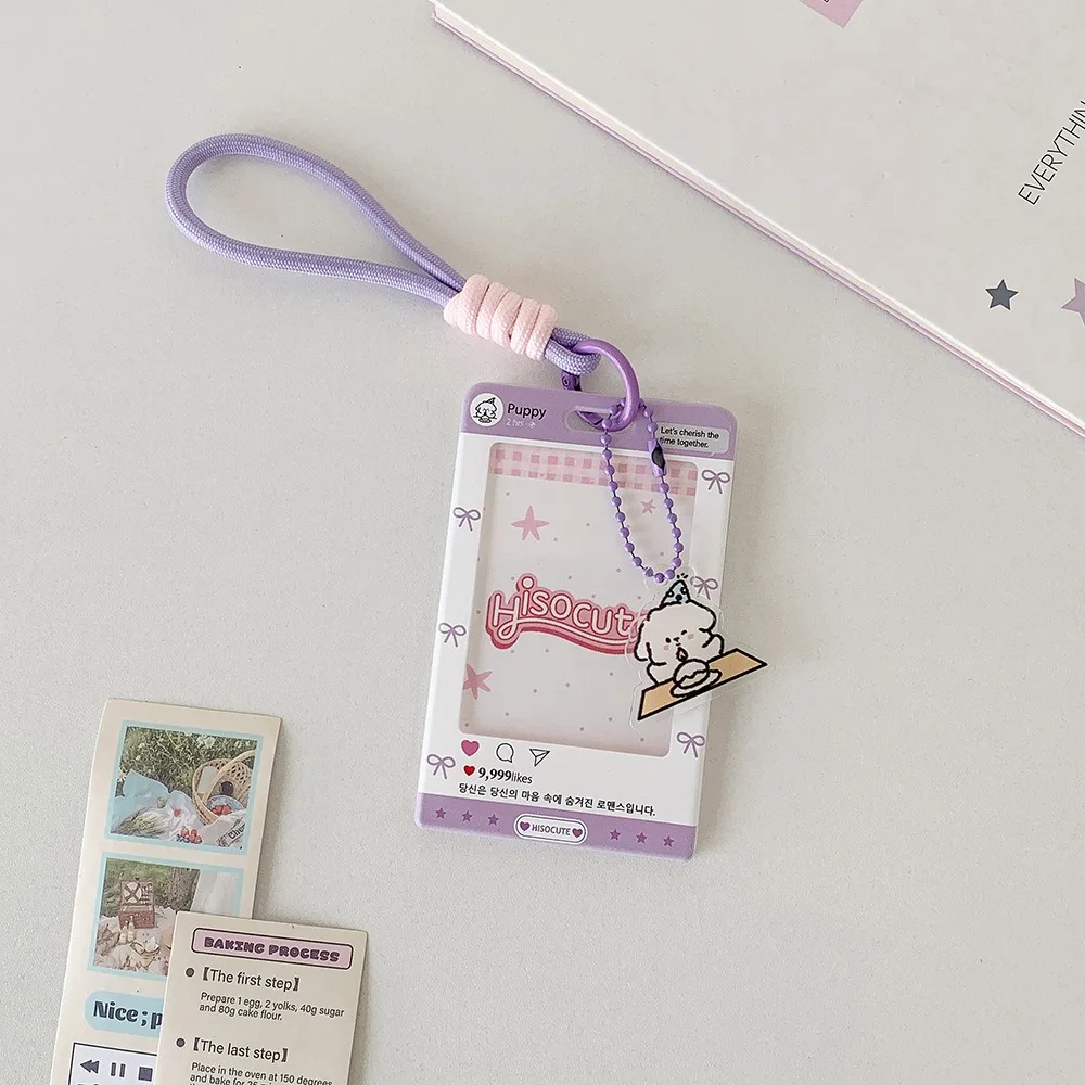 Keychains Sliding Keychain Card Holder with Transparent Window Wristlet Lanyard K-Pop Idol Photo Card Storage Case