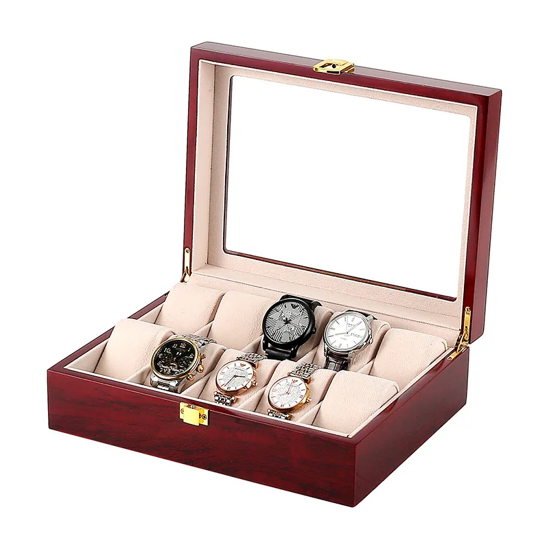 Jewelry Storage Box Watch Organizer Glasses Box Piano Paint, Mahogany Watch Box Glass Skylight Display  Most Luxurious Gift