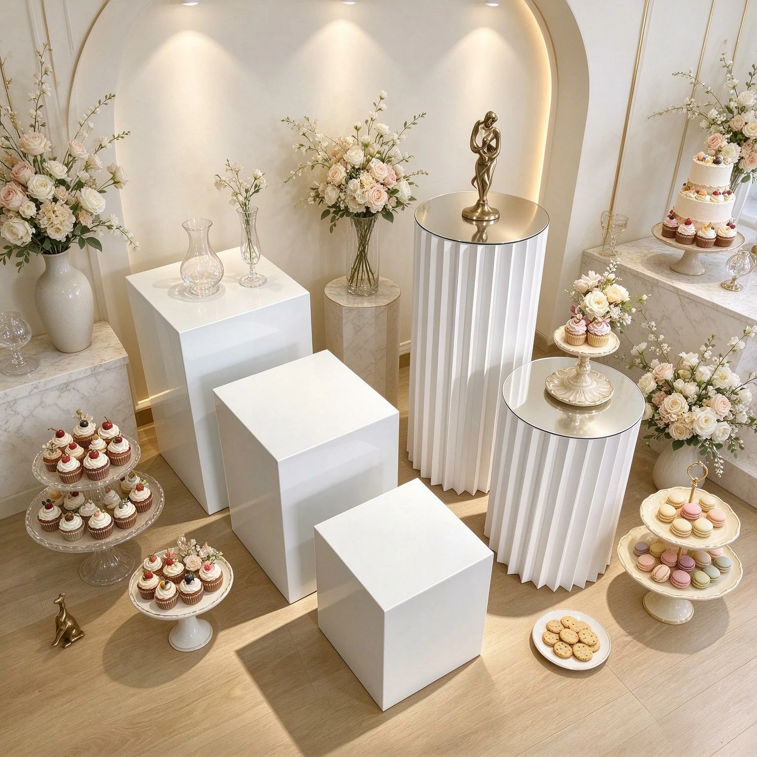 5pcs Iron Pillar Dessert Table Rack Paper Cylinder Wedding Booth Photography Props Display Stand Road Guide Decoration Ornament