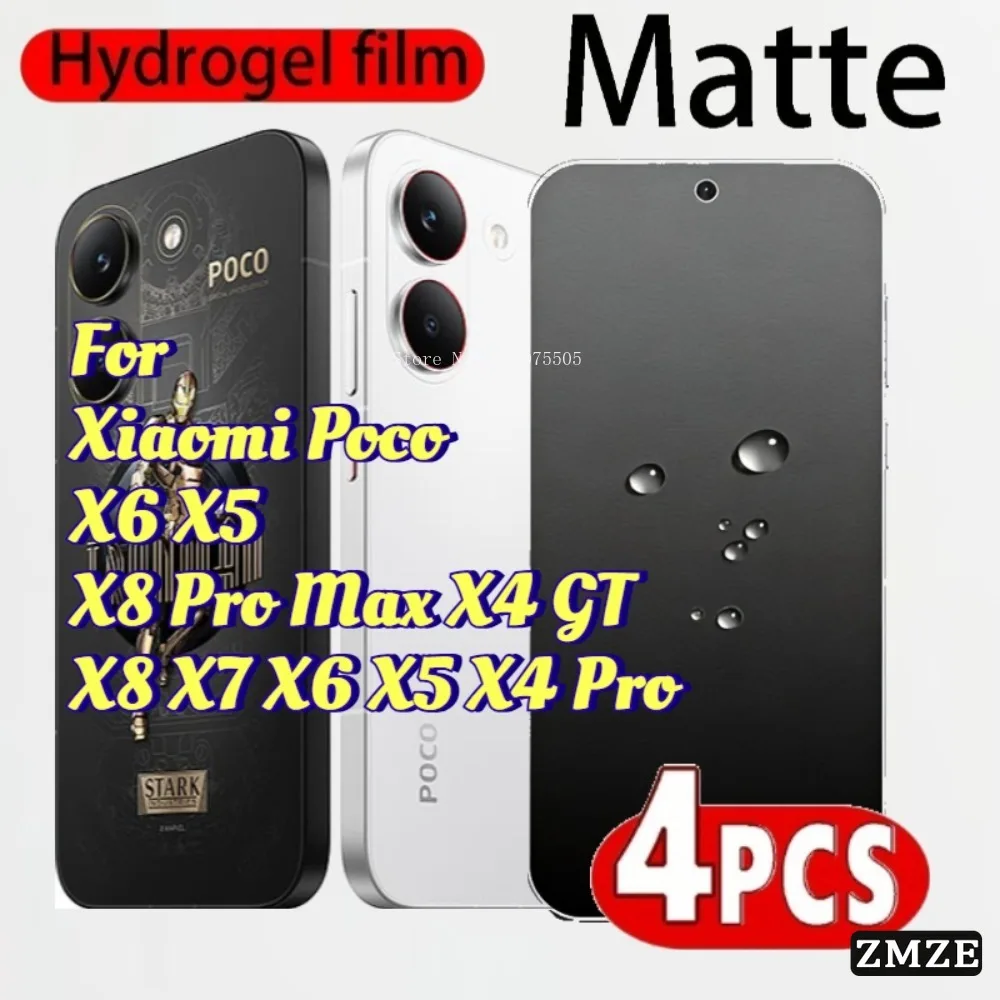 4 piezas de películas suaves mate esmeriladas para Xiaomi POCO X8 X7 X6 X5 X4 Pro, película de hidrogel para Xiaomi POCO X4 GT X5 X6 X8 Pro Max Series