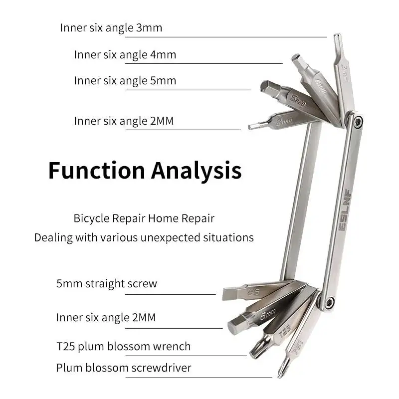 

ESLNF 8 In 1 Set Portable CR-V Steel Bike Multifunction Kit Hex Wrench Bicycle Repair Tool Kits