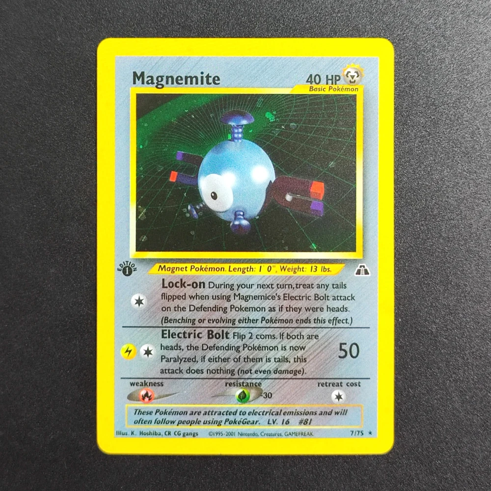 Tarjeta Proxy Pokémon EN Gym Challenge 1st Magnemite 7/75, Tarjeta Coleccionable Súper Rara, Tarjeta Individual Clásica de Anime, Juguetes