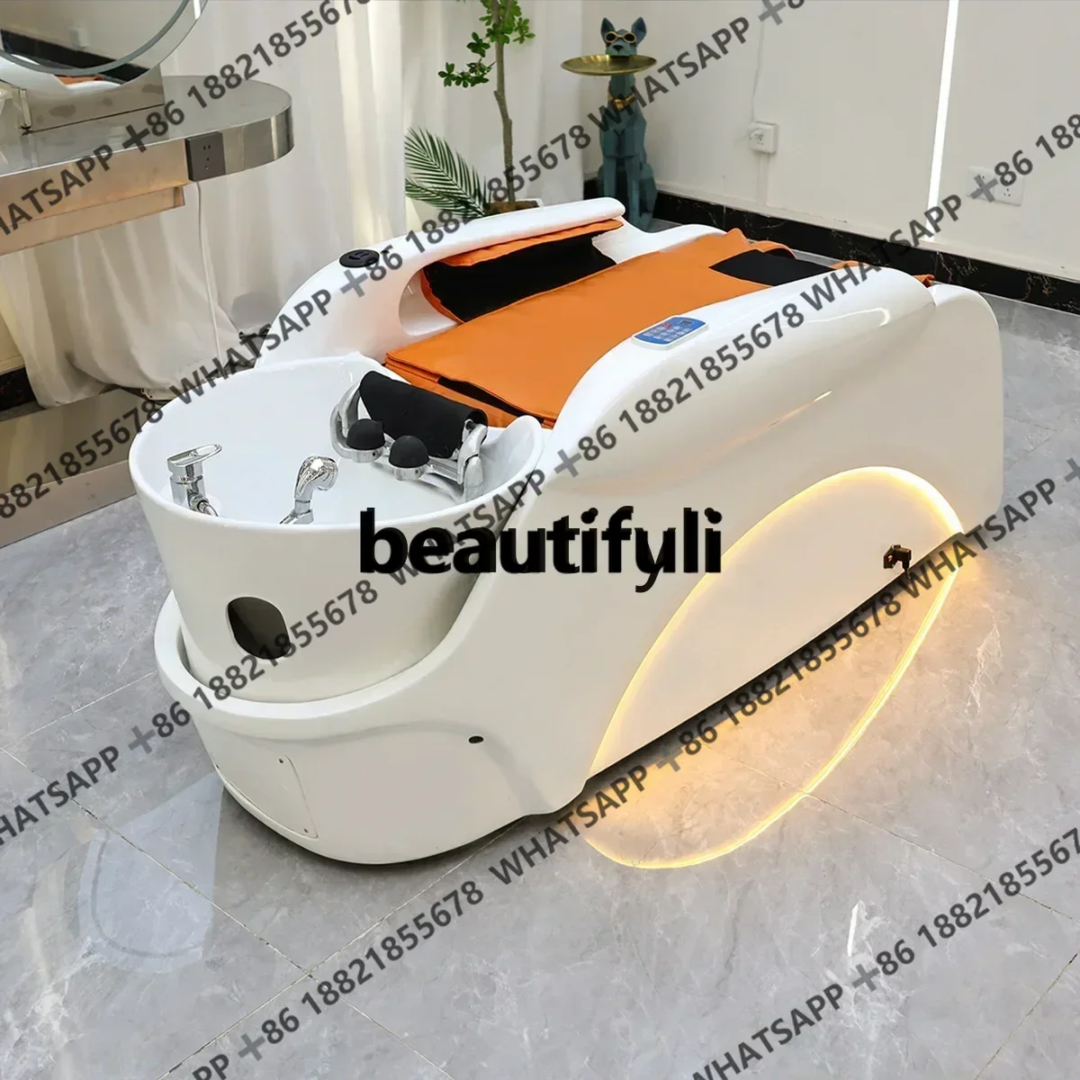 

zx1High-end massage shampoo bed, barber shop hairdressing special body heating massage bed, water circulation fumigation