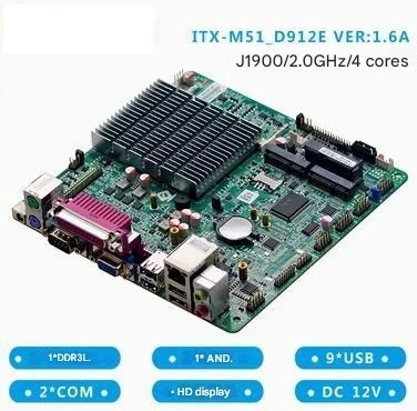 Scheda madre J1900 J1800 Mini-ITX SBC IPC Scheda madre industriale Fanless Mini ITX con ATOM Quad Core DC-12V COM LAN LVDS VGA