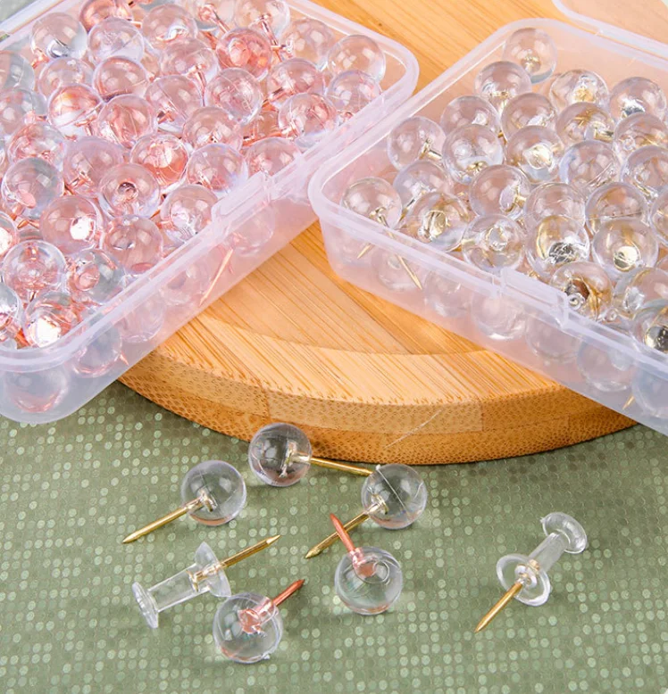 50box Transparent Push Pins Thumb Thumbtack Board Pins Drawing Photo Wall Studs DIY Sewing Craft For Bulletin Board