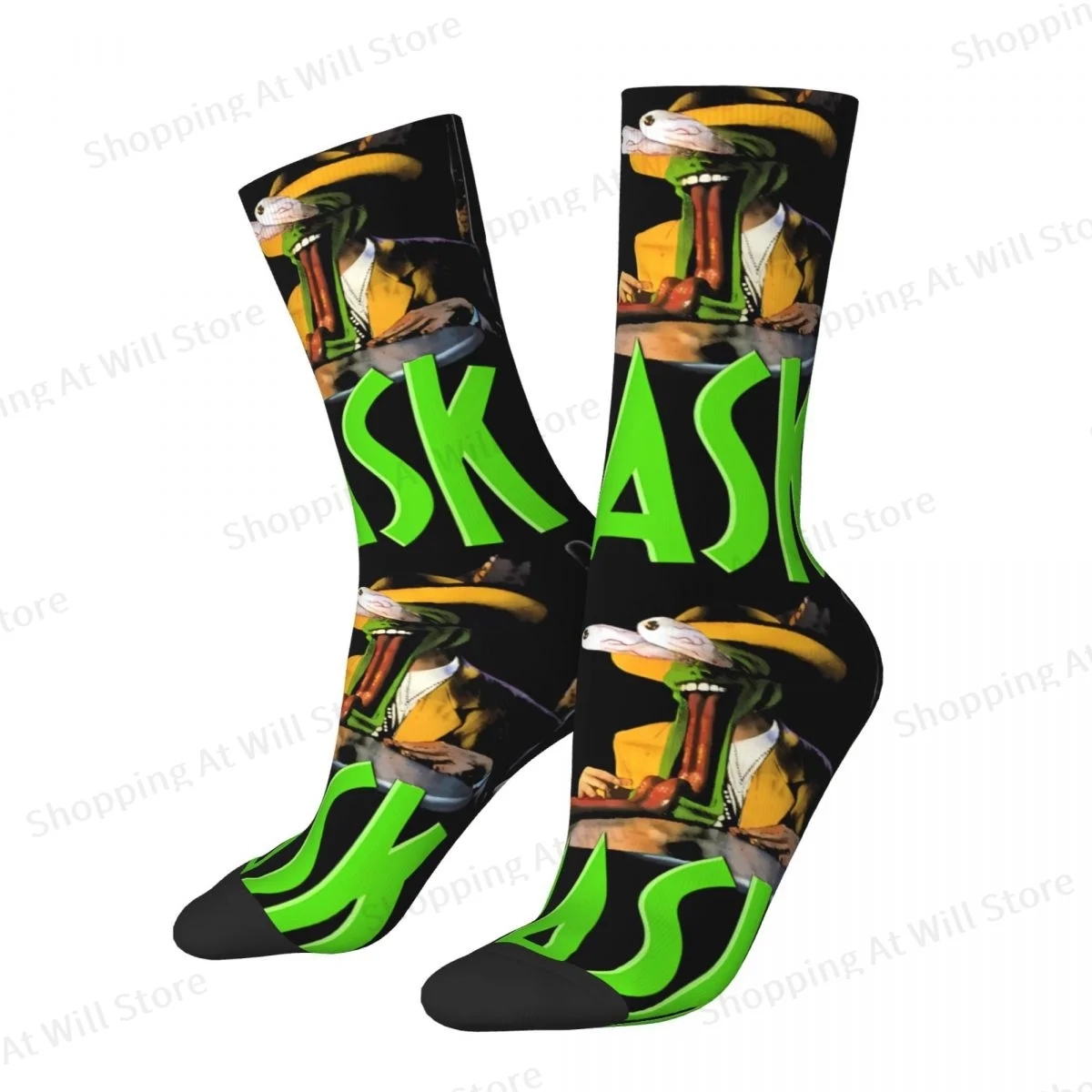 Jim Carrey Movie The Mask Essential Men Women Round neck Socks Cycling Novelty Spring Summer Autumn Winter Stockings Gift