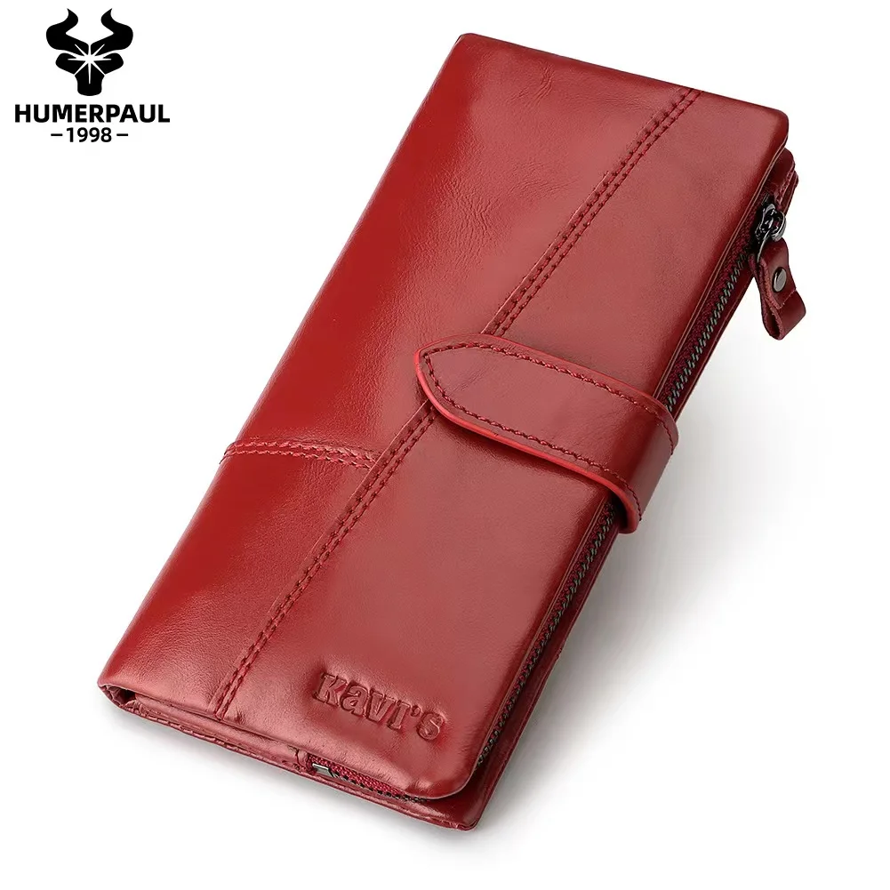 Long Wallet Women Genuine Leather RFID Card Holder Purse Luxury Brand Fashion Femal Clutch Cell Phone Bag Top Quality