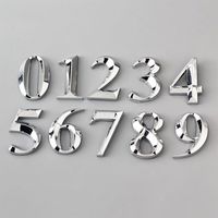 House Number Stickers 3D Self Adhesive Door Plate Sign Digits Apartment Hotel Office Door Address ABS Plastic Label 5cm Silver