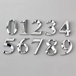 집 번호 스티커 3D 자체 접착 문짝 플레이트, 사인 숫자, 아파트 호텔 사무실 문짝 주소, ABS 플라스틱 라벨, 5cm 실버