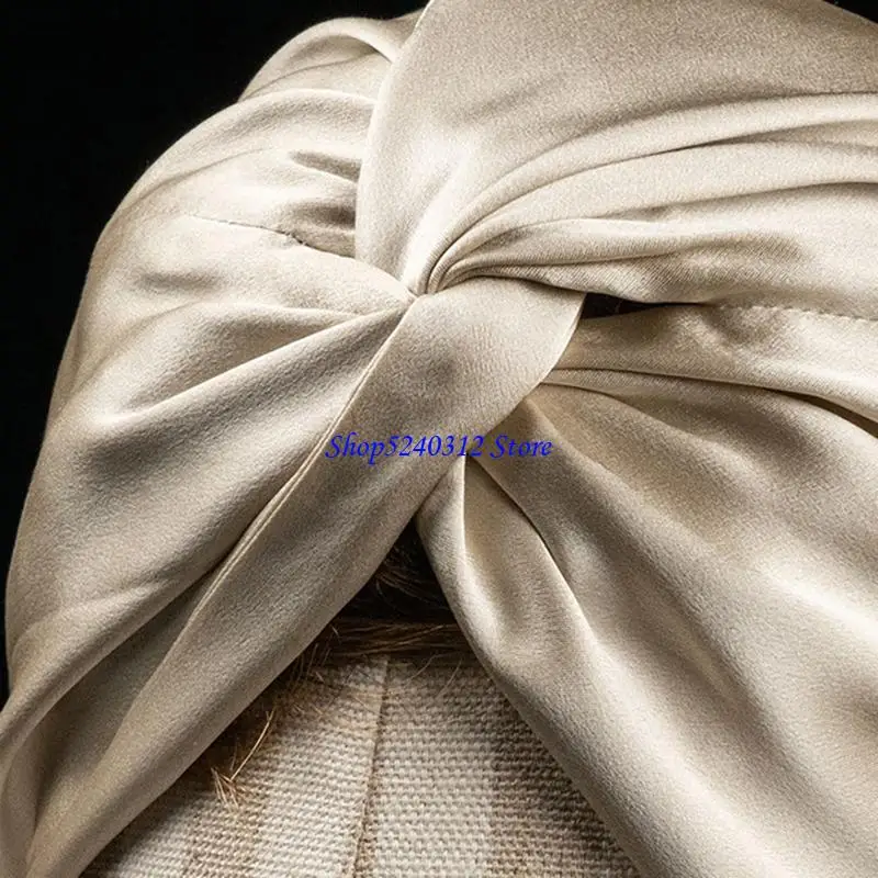 634C Satén para mujer para capó Gorro dormir Gorro noche anudado para cubrir cabeza Ha