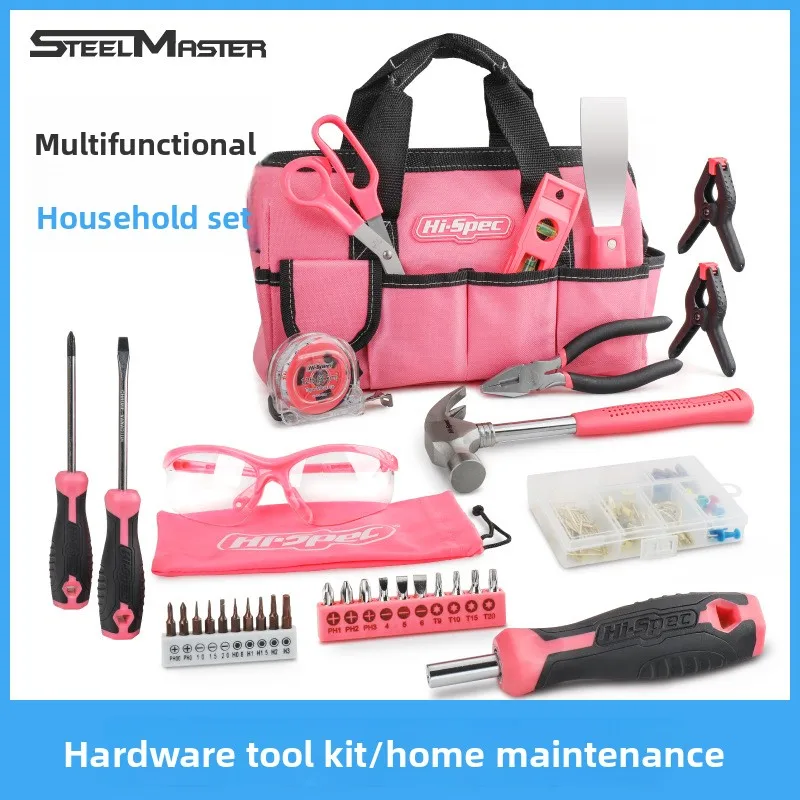 130-Piece Household Tool Set with Claw Hammer, Pliers and Screwdrivers, Portable Folding Storage Case for Home Repairs