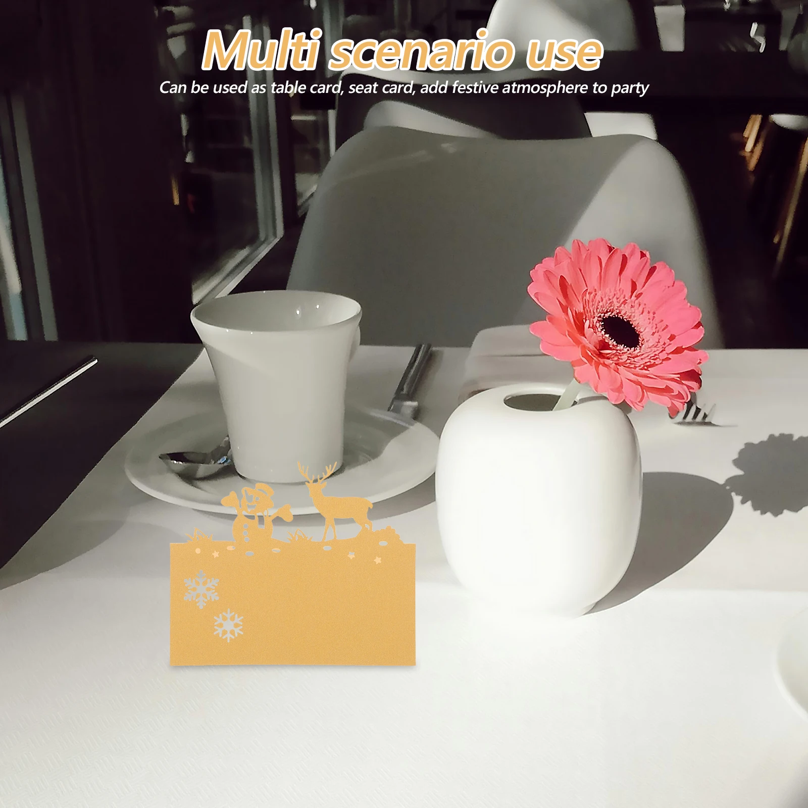 

50pcs Seat For Christmas Reindeer Snowman Design Table Name Cards Holiday Party Place Cards Wedding Dinner Event Decor