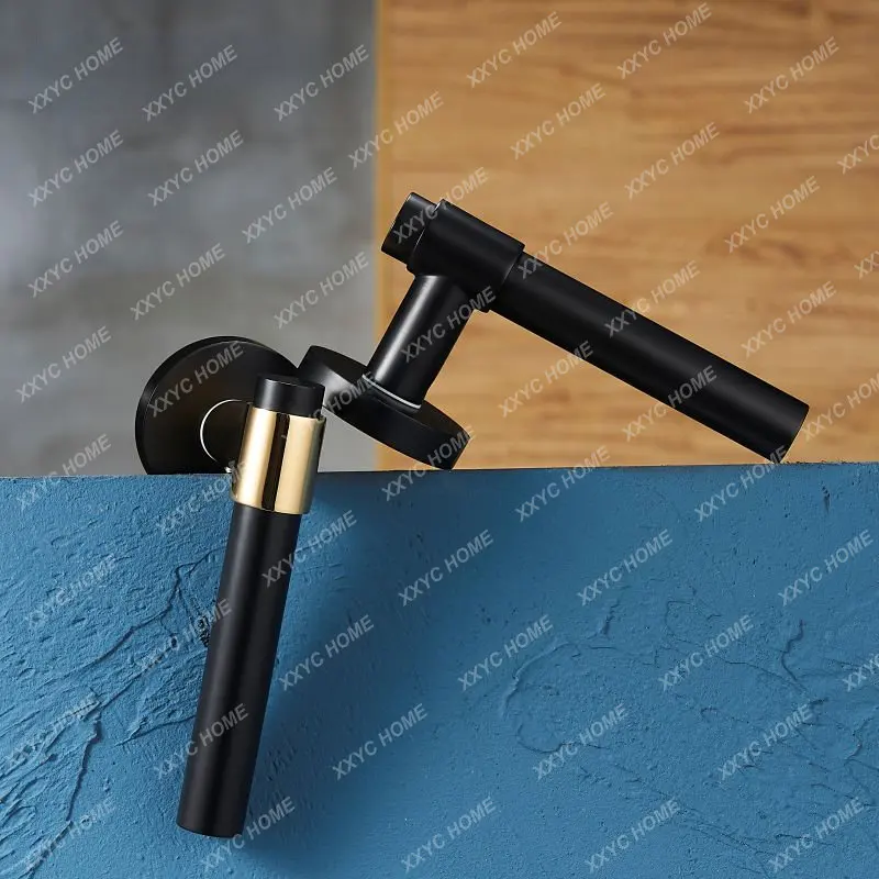 

Brass Lever Light Luxury Black Gold Modern Fashion Interior Room Bedroom Bathroom Solid Wood Door Lock Split Handle Knob