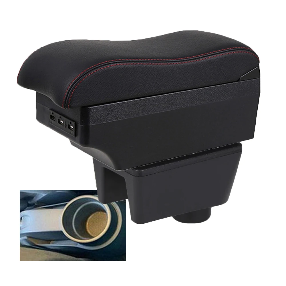 For Seat Ibiza 6J 6L armrest box USB Charging Double layer central Store content cup holder ashtray accessories