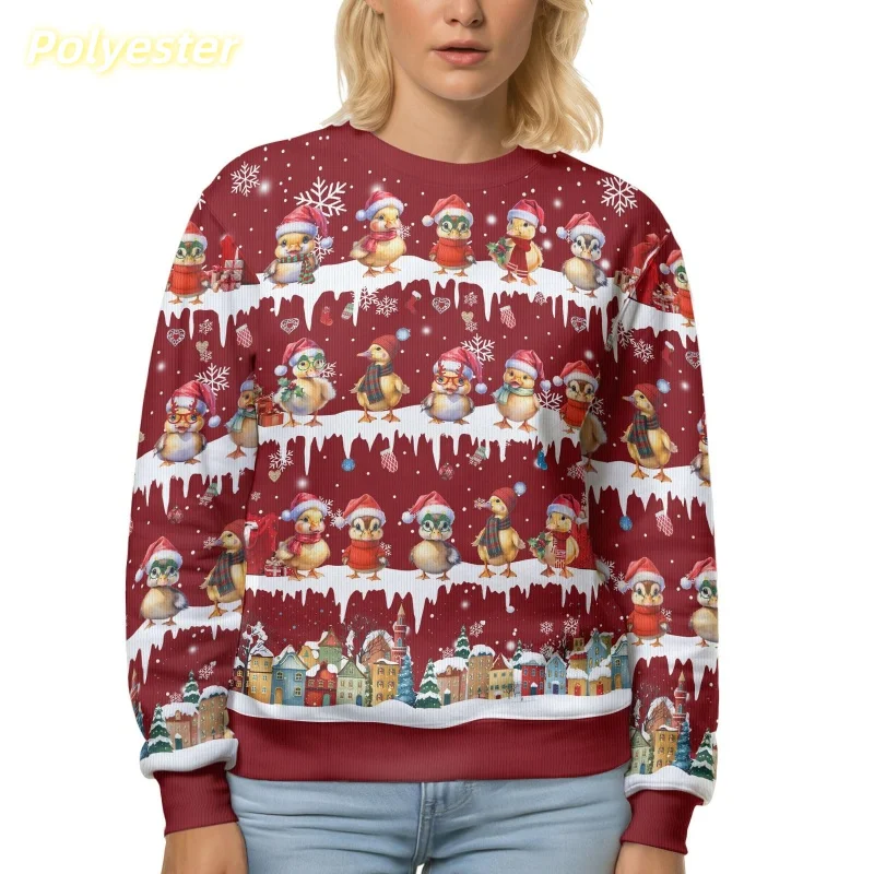 

Christmas Deer Chicken Pattern Sweatshirts For Men Women Cute Animals 3D Printed Pullover Loose Hoodies Long Sleeve O-Neck Tops