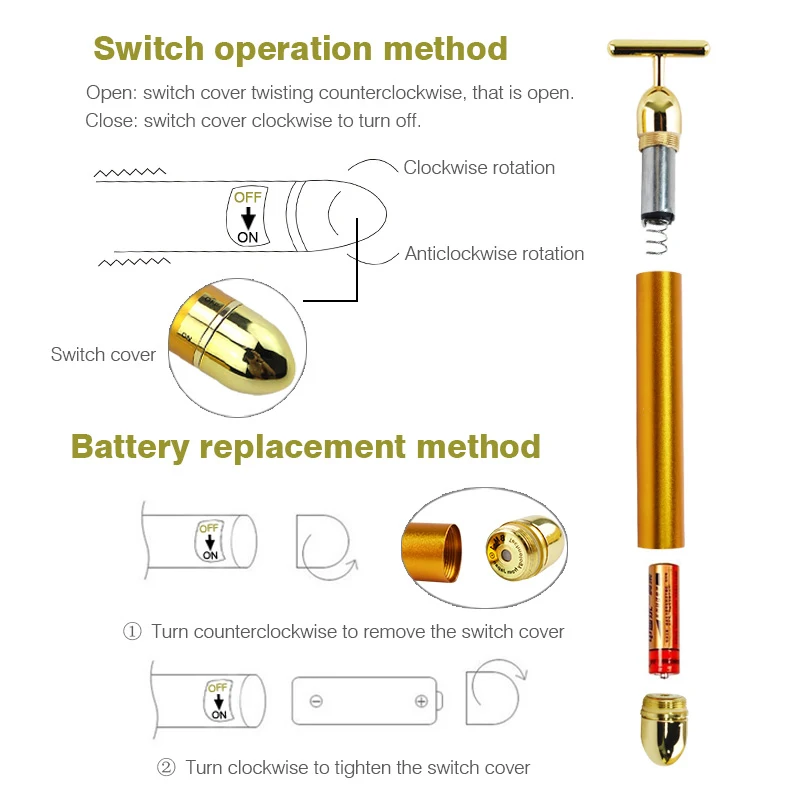 Abnehm Geyan pflege 24k Gold Gesichts Falten Lift Bar الاهتزاز شينههايت Ausrüstung Gesichts الأسطوانة مدلك الاهتزاز Ener