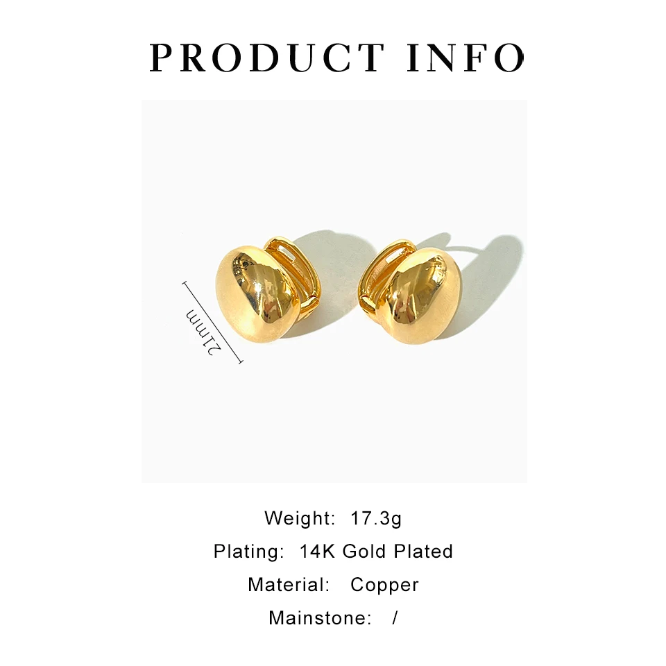 Peri'sbox High Polished Gold Silver Plated Metal Ball Clip On Earrings Women's Minimal Chunky Dome Earrings Jewelry Statement view 6