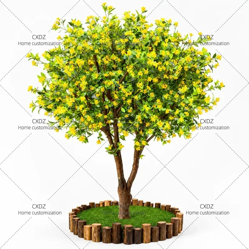 Simulated Osmanthus Tree Golden Laurel Artificial Green Plant Wishing Tree for Shopping Mall Hotel Restaurant Interior