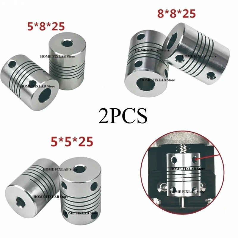 Flexible Shaft Coupler D19L25 Stepper Motor Coupling for 3D Printer Parts CNC Mechanical Kit Aluminium Connector 5x8 6.35 10mm