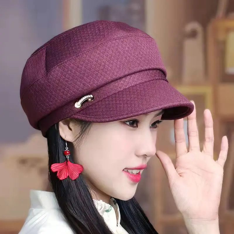 Spring Hat New Fashion Round Beret Duck Tongue Cap Elderly Mother Decorative Outdoor Old Women