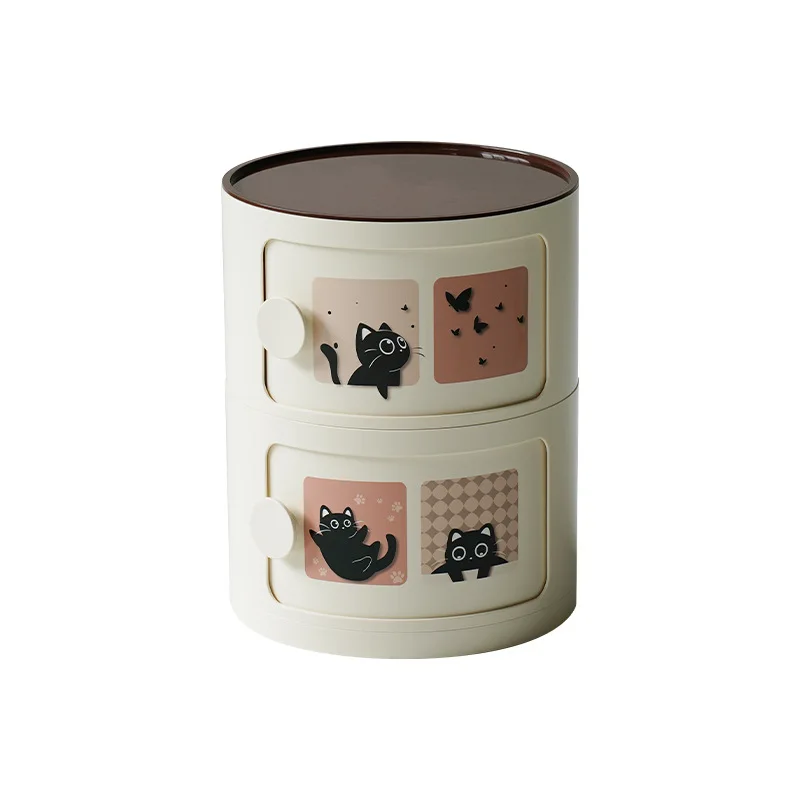 

Nordic bedside table round household simple creative bedroom storage cabinet Internet celebrity plastic cartoon ins small