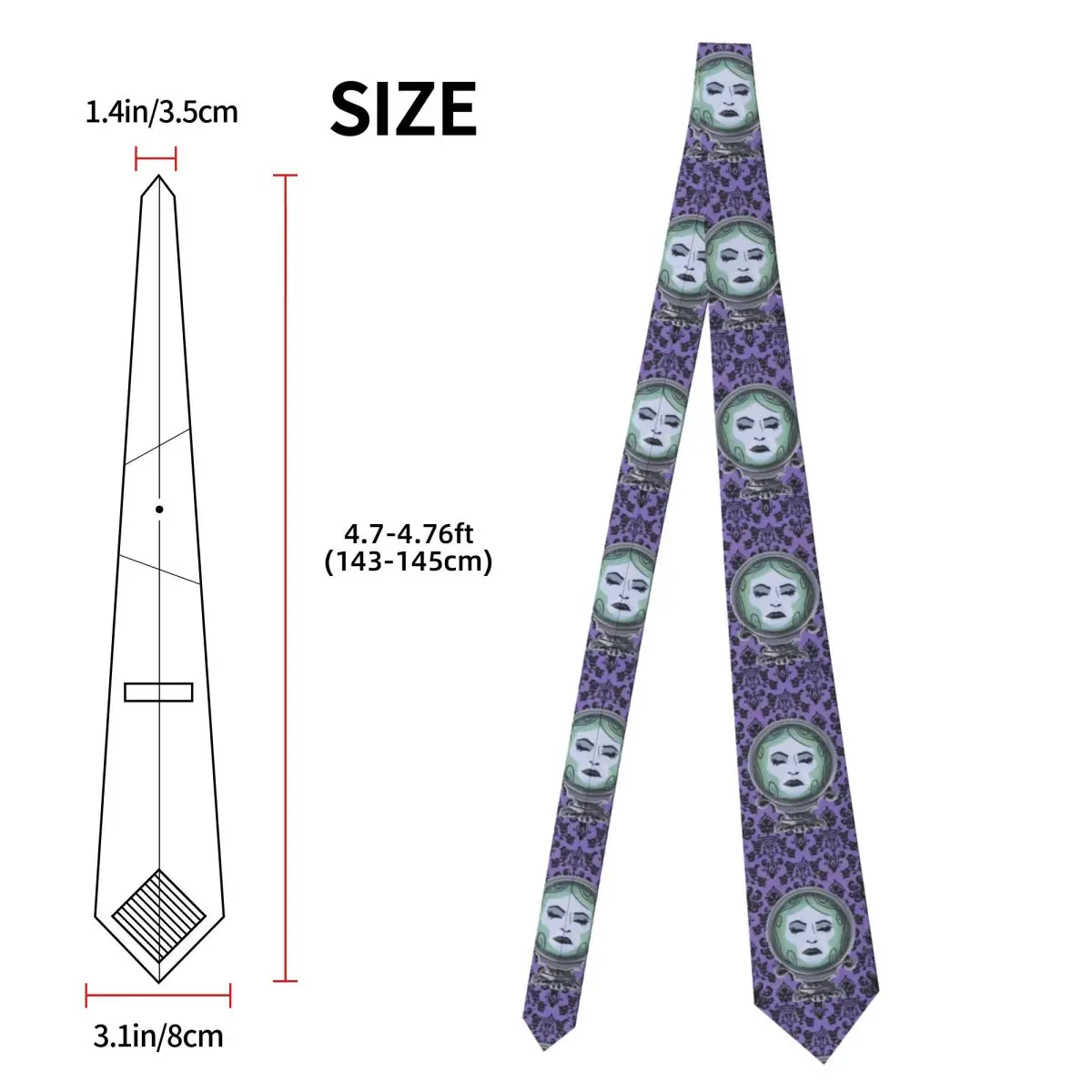 Custom Haunted Mansion Purple Tie Men Printed Necktie For Business Mens Silk Tie