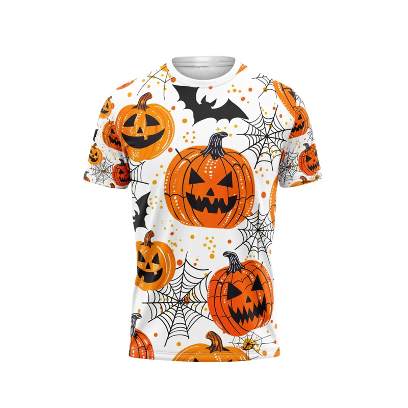 

Horror Halloween Funny T-shirt For Men Full Over Print Ghost Pumpkin Graphic Short Sleeve Tee Shirt Holiday Costumes Fashion Tee