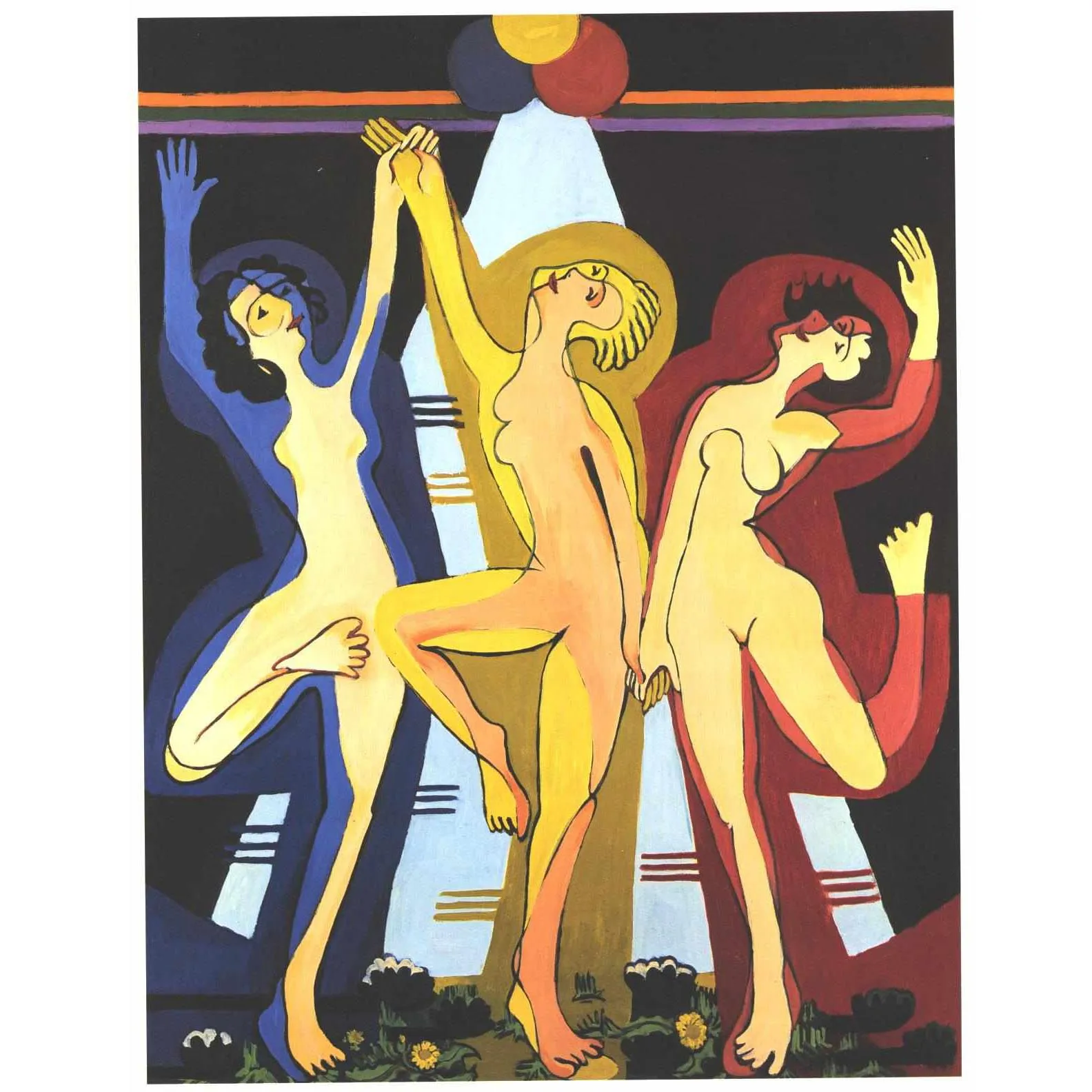 Ernst Ludwig Kirchner painting,Colourful Dance,Famous painting replica,Handmade nude oil painting,Decoration picture for bedroom