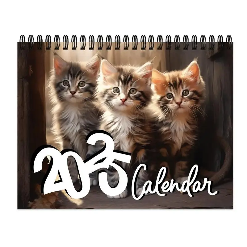 Cat Calendar 2025 Desk Kitten Monthly Wall Calendar Family Planner Calendar 2024 12 Month Planner 11.22X8.27X0.2 Inches For