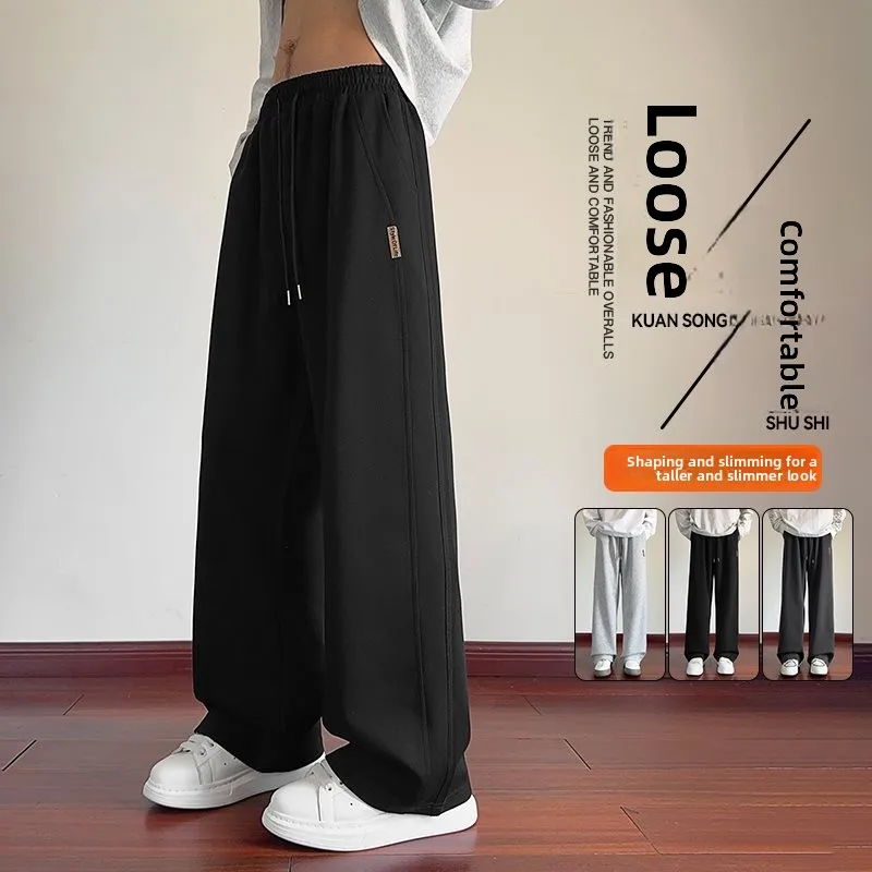 

Новые мужские хлопковые брюки M8XL 2025 года, прямого кроя, весна-осень, эластичные, широкие, повседневные, с высокой талией, молодежные