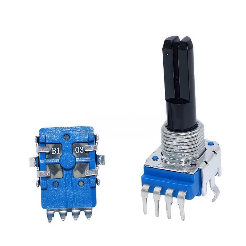 10 SZT. RK11 B102 B502 B103 B503 B104 4-Pinowy Potencjometr Środkowy z Przyciskiem, Potencjometr Mieszający 1K 5K 10K, Pół-osiowy, Długość Osi 23MM 18MM — zdjęcie produktu 5