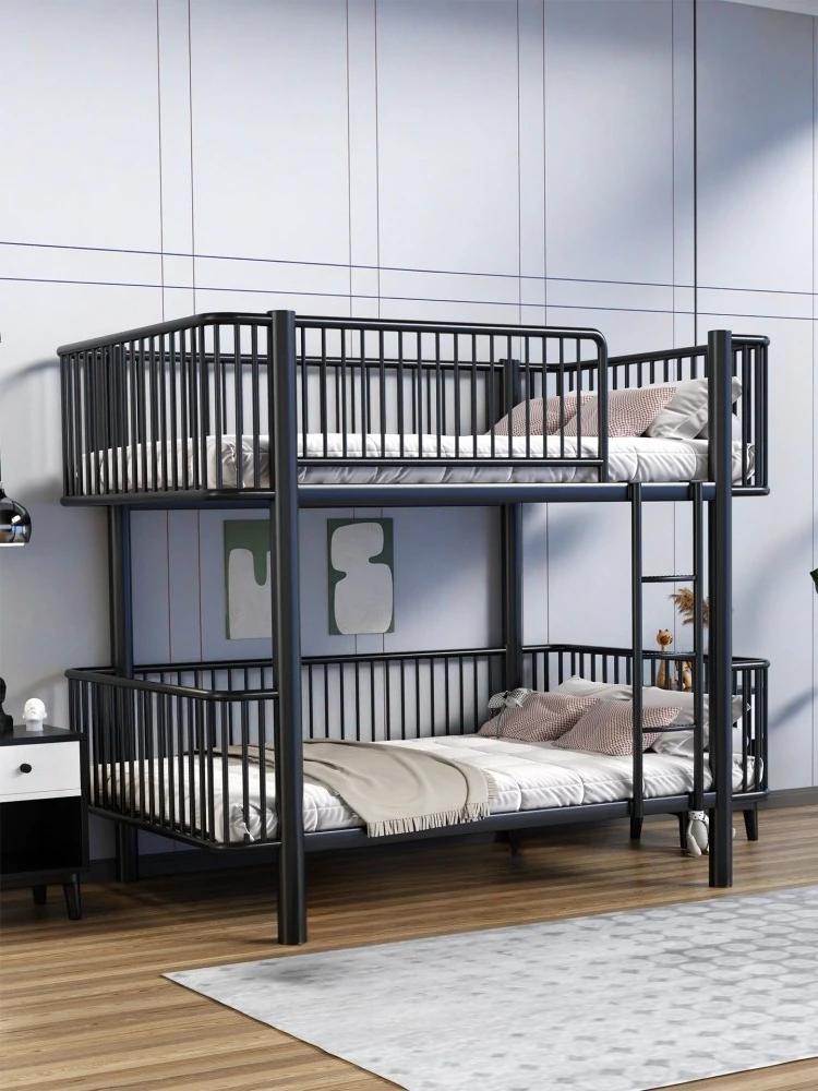 New type of iron bed bunk bed iron frame  second floor wrought iron  bunk adult high and low raised