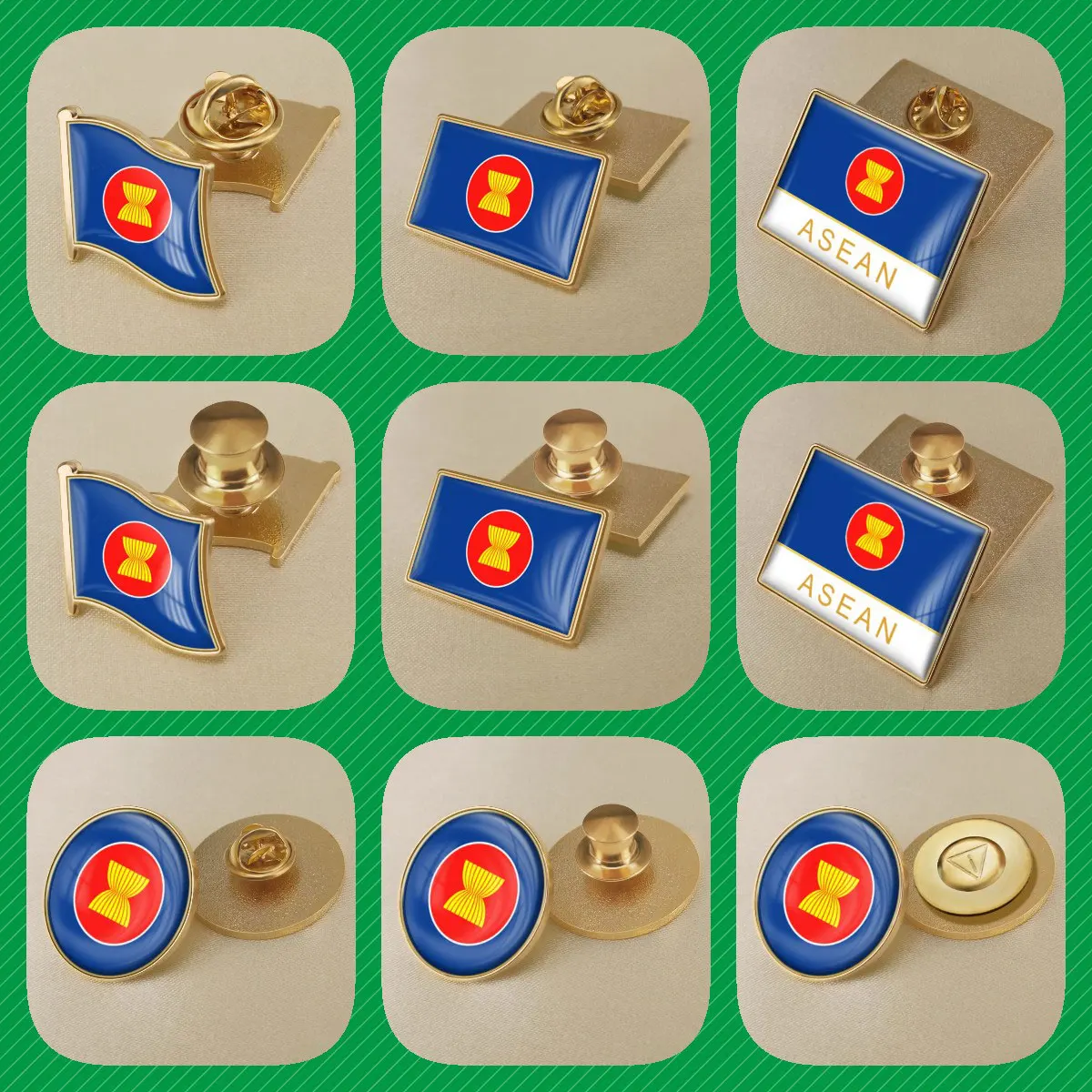 Association of Southeast Asian Nations ASEAN Flag Brooch Badges Lapel Pins