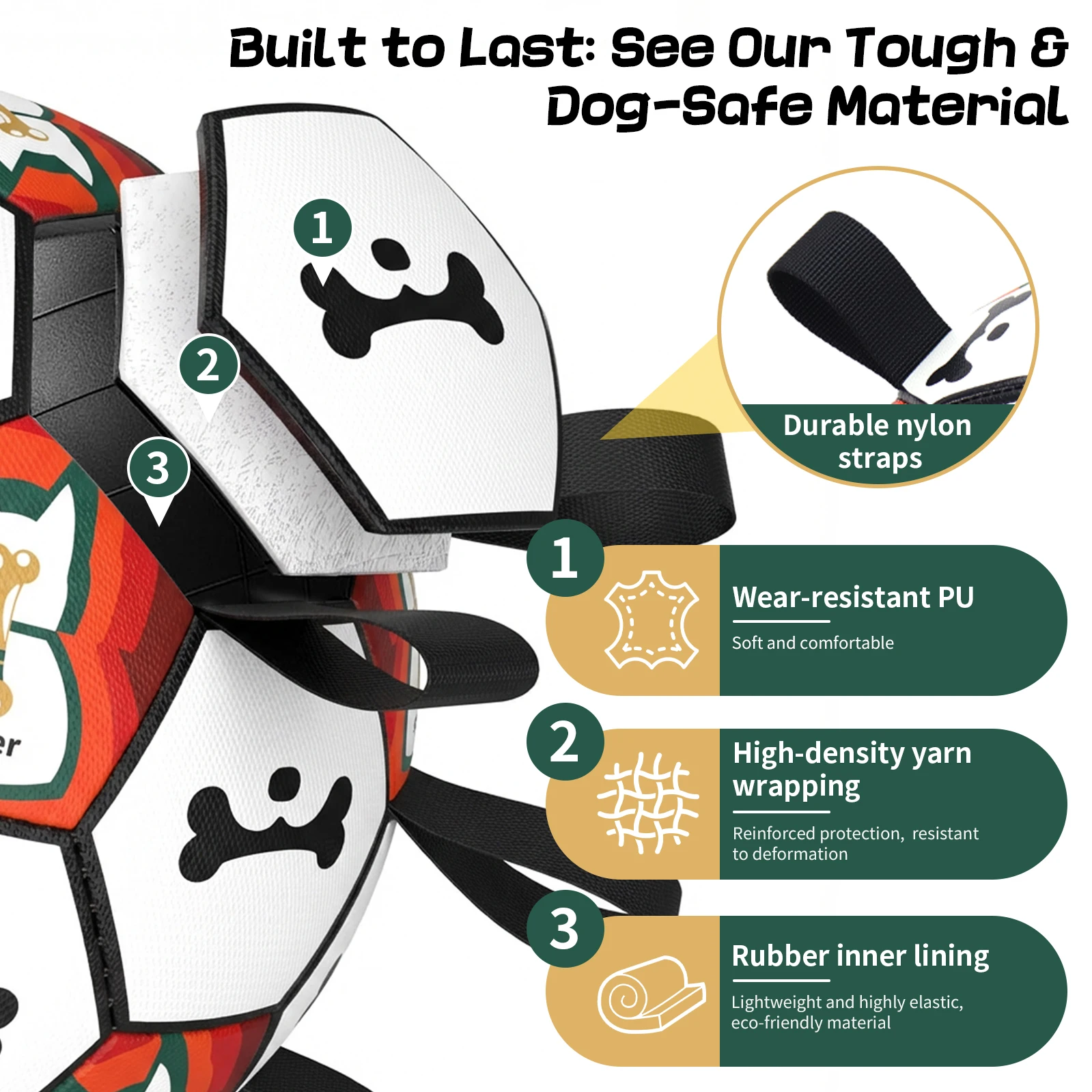 Premium 6-Inch Dog Soccer Ball with Handles Chew Resistant Durable Herding Ball for Small/Medium Dogs Training And Outdoor Play view 5