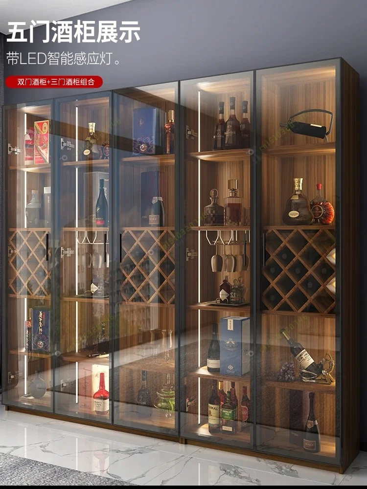 

Custom household light luxury floor-to-ceiling glass door storage red wine cabinet display shelf