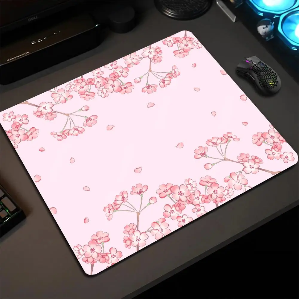 

Pink Flowers Theme Mouse Pad 40X45 Large Square Computer Office Game Table Mats Rubber Anti-slip Mousepads Small Decor Desk Pads