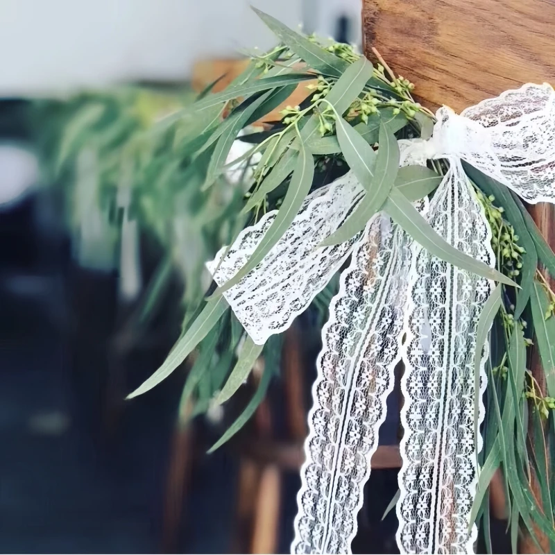 10 m 4,5 cm, nicht dehnbares Spitzenband, weiß bestickter Netzbesatzstoff für DIY-Handwerk, Party-Dekoration, Geschenkverpackung, Nähzubehör – Detail 4