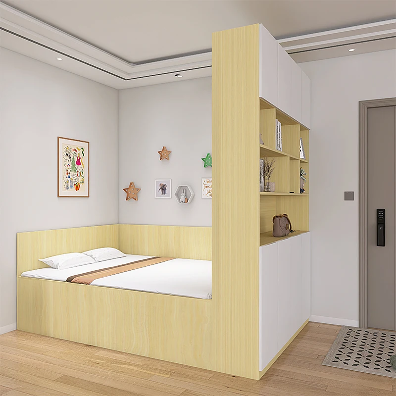 

Living room tatami bed with partition Hong Kong compartment wardrobe integrated small apartment