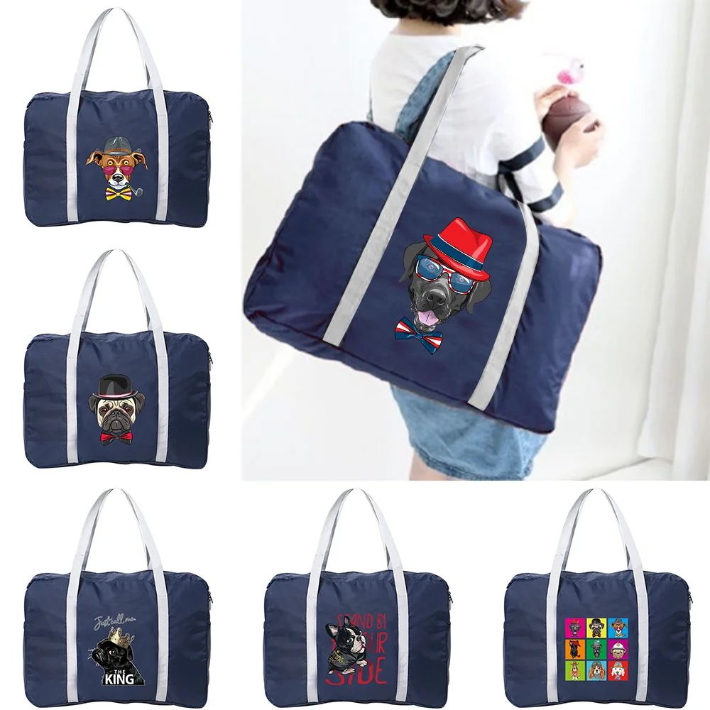 New Travel Bag Large Capacity Bags Nylon Foldable Luggage Fashion Handbag Traveling Clothes Storage Handbags Dog Series pattern