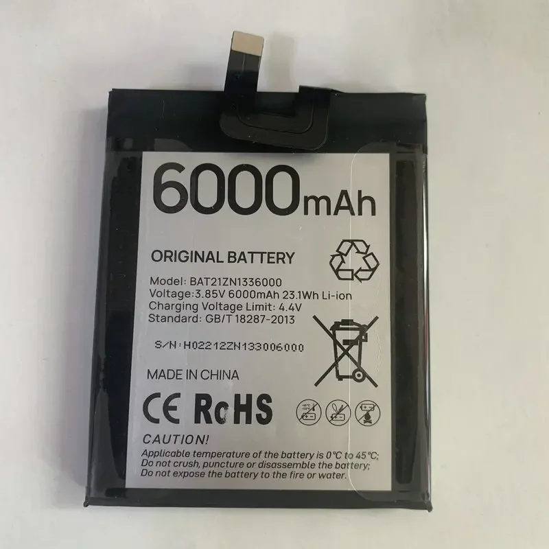 Battery for Doogee V20 Original Li-Ion Rechargeable Bateria 6000mAh BAT21ZN1336000 Mobile Phone Accessories