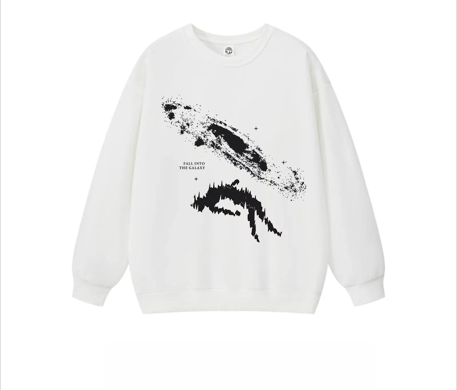 Spring Autumn American High Street Style Abstract Design Printed Loose Casual Versatile Men's White  Apricot Black Sweatshirt