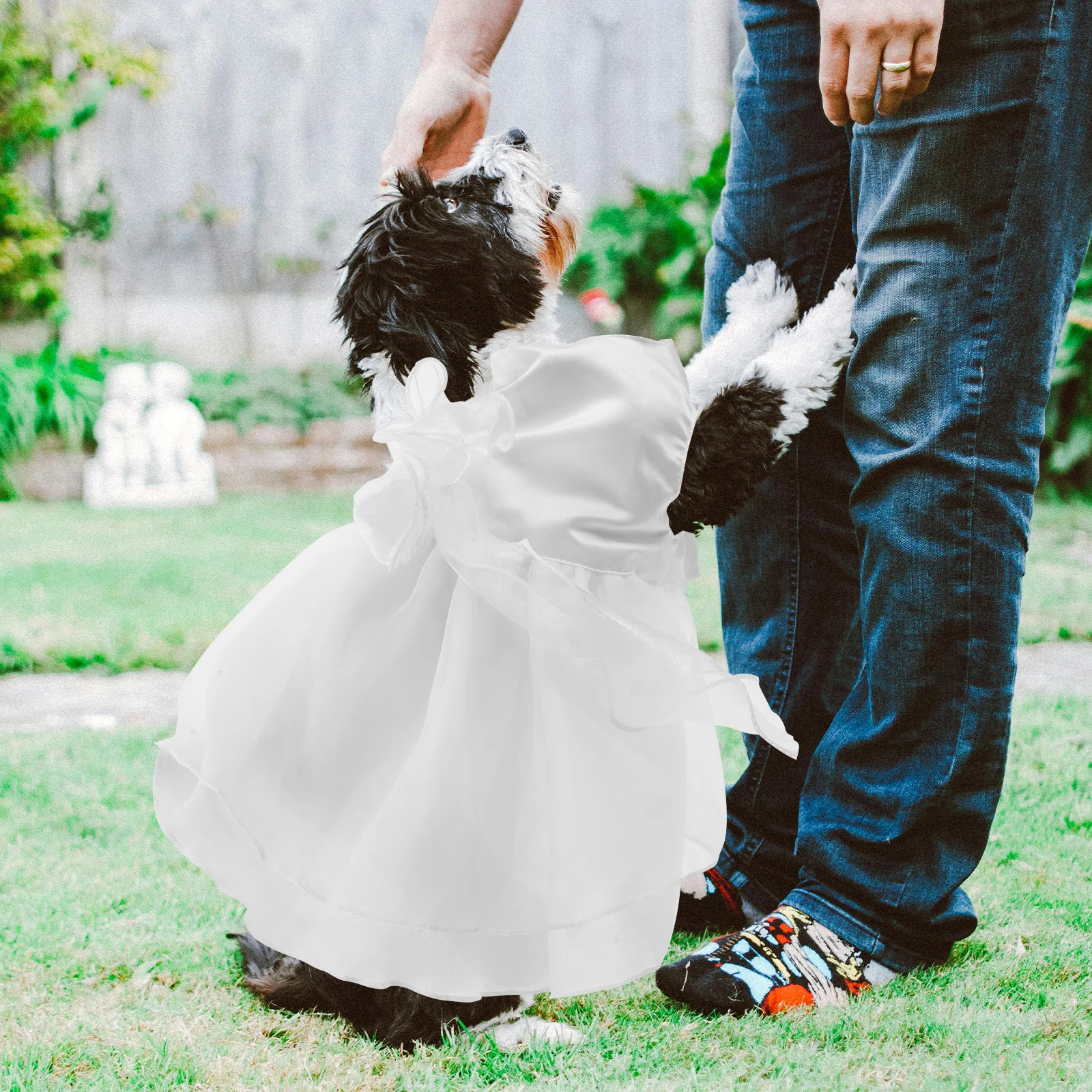 

White Dog Wedding Dress Bowknot Princess Tutu Skirt Formal Fancy Pet Outfit Holiday Party Clothes White Dog Dress
