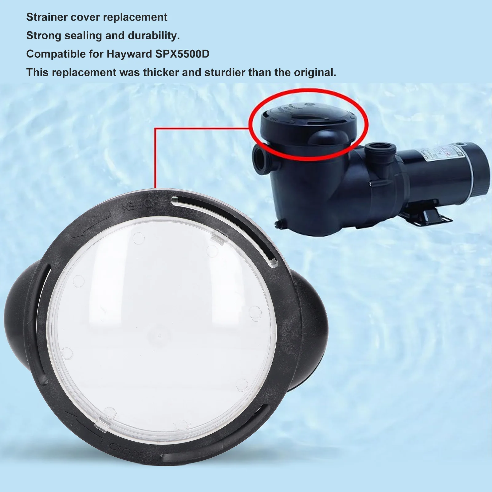 

Strainer Cover with Lock Ring and O Ring Replacement for Hayward SPX5500D Pump Filter Pool Strainer Cover Replacement