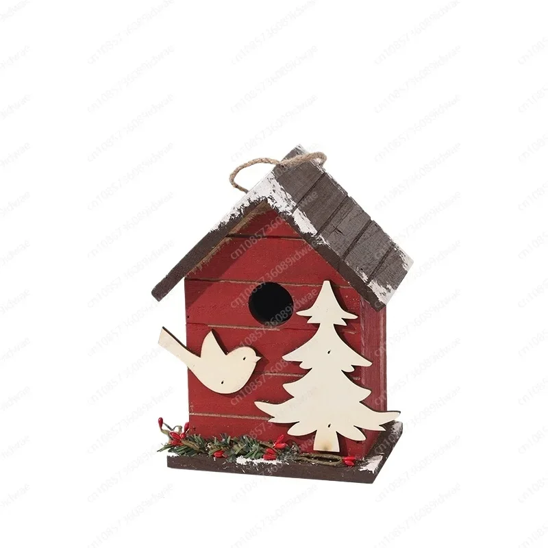 Christmas decorations ornament mailbox bird's nest wooden house house photography props window Christmas scene decoration