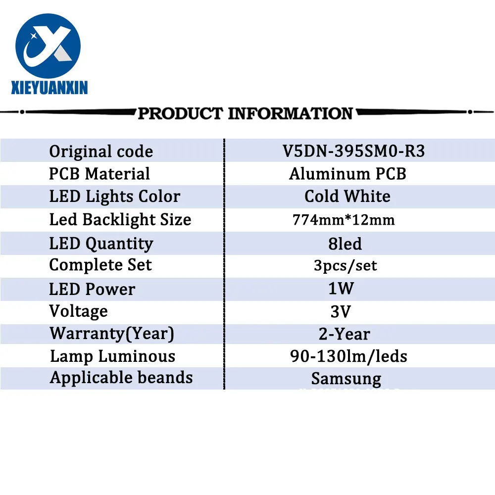 3pcs 773mm 3v 8led Aluminum LED Backlight Strip for Samsung 40J 8led V5DN 395SM0 R3 39.5 FHD 180212 JEDI 40J5200 UA40FK21EAJXXZ