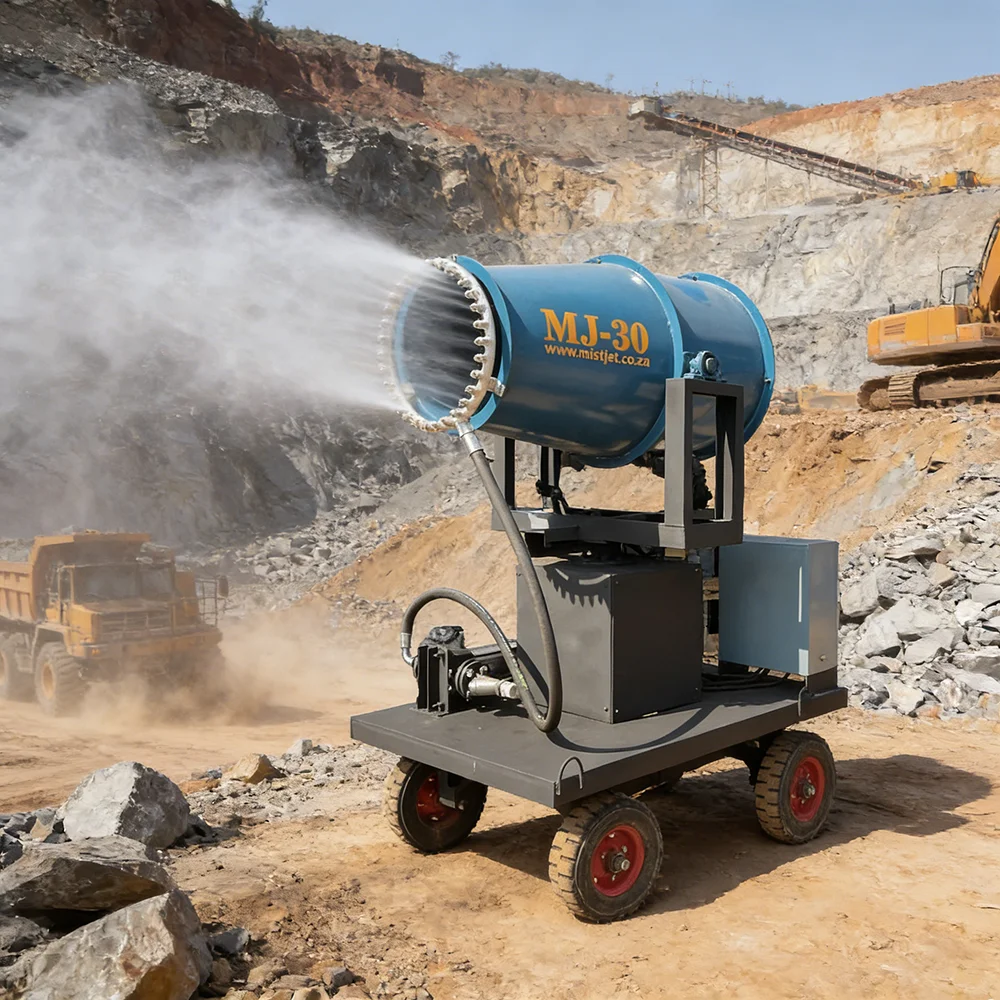 Automatic Fog Cannon Machine 70m Distance High Tech Remote Operation Water Mist Blower For Large Mining Projects