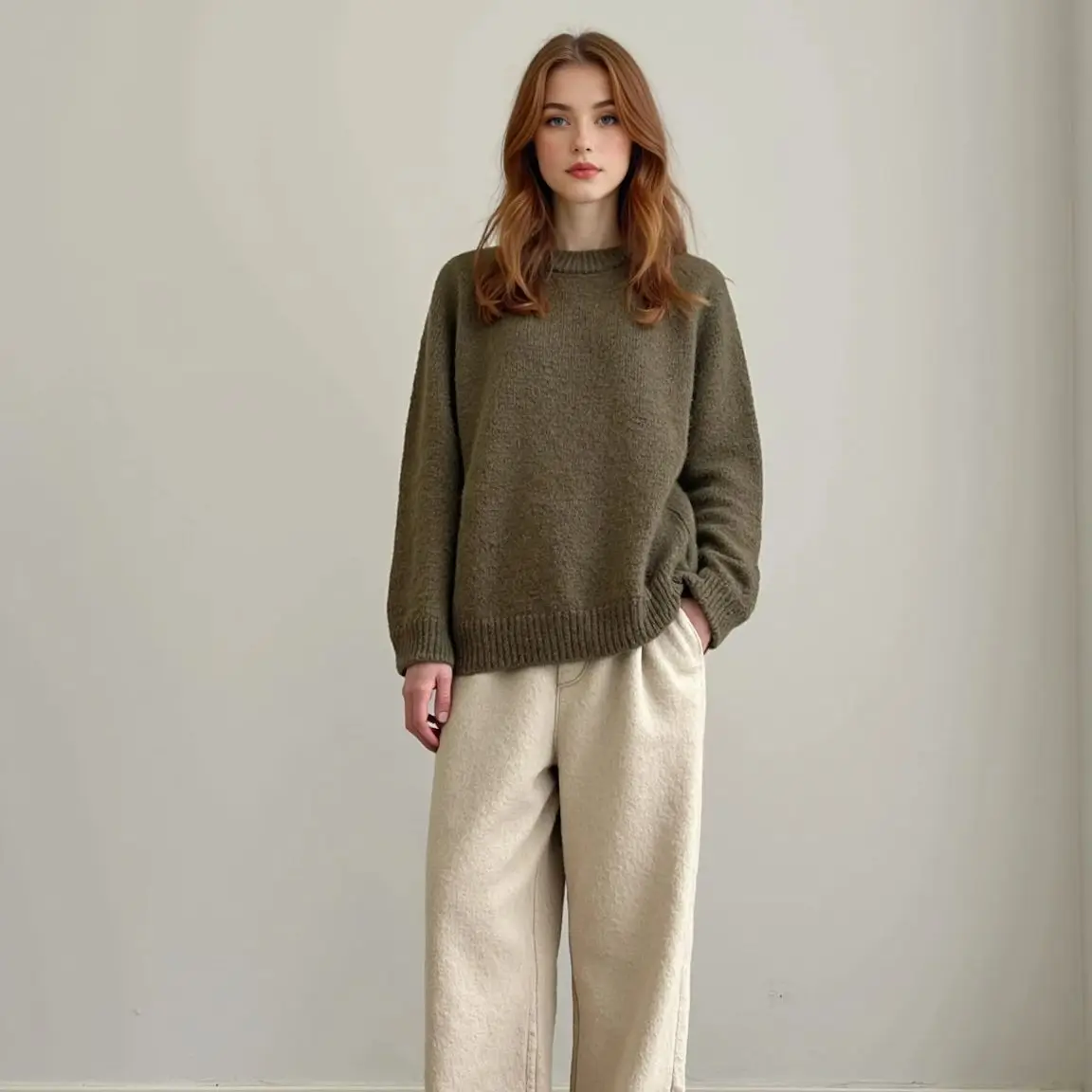 6 color New Autumn Winter Round Collar Knit Sweater for Women Long Raglan Sleeve Loose Thick Knitwear Oversized Jumper Apricot